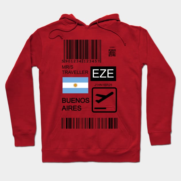 Buenos Aires Argentina travel ticket Hoodie by Travellers